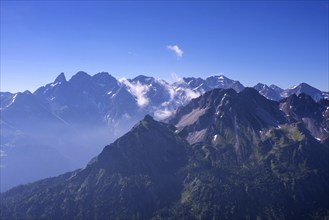 Main ridge of the Allgäu Alps, Allgäu, Bavaria, Germany, Europe