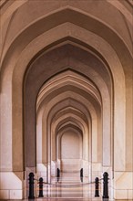 Illuminated arcades at the Sultan's Palace, Muscat, Arabian Peninsula, Sultanate of Oman