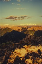 Thaneller summit at sunset in the Lechtal valley in Tyrol with a wonderful view of the surrounding