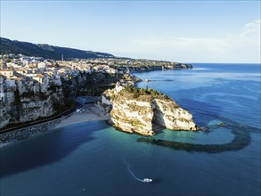 Tropea from a drone, Tyrrhenian Sea, Calabria, Italy, Europe