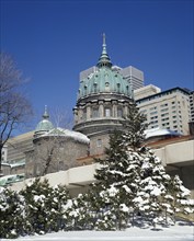 Mary Queen of the World Cathedral in winter, Montreal, Quebec, Canada, North America