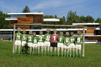 Football team sculpture by sculptor Günter Schumann in the park of the Museum of Fantasy by