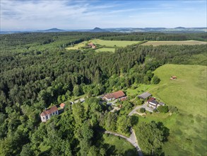 Aerial view of the Schenkenberg Chapel, a pilgrimage chapel built in 1722, with the Schenkenberger