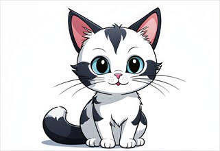 A simple cartoon cat with a white background, AI generated