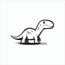 Simple cartoon dinosaur with a white background, abstract illustration, AI generated