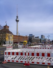 Major construction site on Mühlendamm and the area around the Rotes Rathaus, Berlin, Germany,