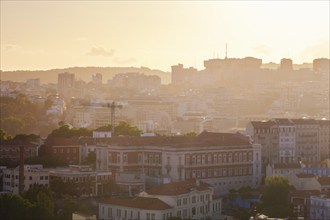 View of Lisbon famous view from Miradouro da Senhora do Monte tourist viewpoint in contre-jou on