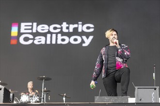 Adenau, Germany, 8 June 2024: Electric Callboy (Nico Sallach, vocals) play at Rock am Ring. The