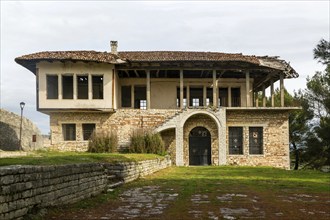 Ruined building former Orthodox church then restaurant during communist period, Berat Castle,