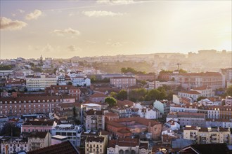 View of Lisbon famous view from Miradouro da Senhora do Monte tourist viewpoint in contre-jou on