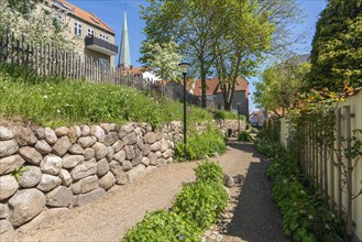 Rosenbækken, cultural-historical site, course of the moat in the Middle Ages, today the old town