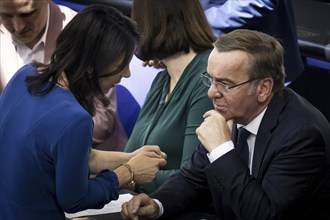 Annalena Bärbock (Alliance 90/The Greens), Federal Foreign Minister, and Boris Pistorius (SPD),