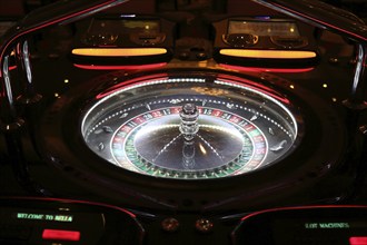 Las Vegas, Nevada-March 10, 2017: Casino machines in the entertainment area at night