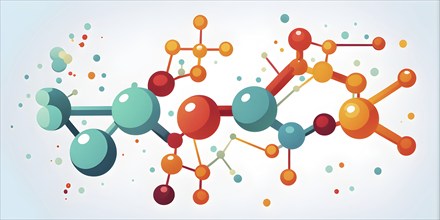 Minimalist illustration symbolizing pharma medicine and research in vibrant colors, AI generated