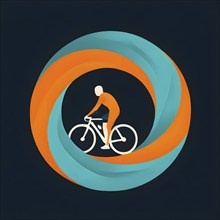 Minimalist illustration as abstract symbol for cycling embodying motion, AI generated