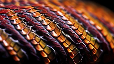 Close up on the wrinkled skin of an adder with intricate patterns, AI generated