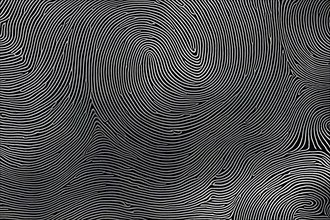 Fingerprint background dominated by swirl patterns in black and white, AI generated