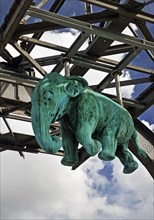 Elephant sculpture on an arch of the Wuppertal suspension railway, artist Jörg Mazur, LVR