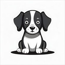 A simple cartoon dog with a white background, abstract illustration, AI generated