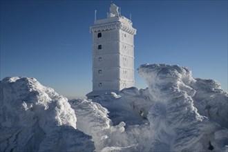 Winter sculptures tower Brocken Harz Germany