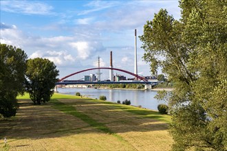 The Bridge of Solidarity, the longest tied-arch bridge in Germany, over the Rhine from