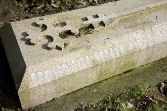 Grave of poet Edward Fitzgerald, Church of Saint Michael, Boulge, Suffolk, England, UK