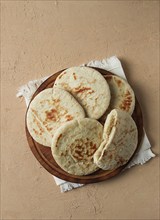 Pita bread, stack, on the table, no people