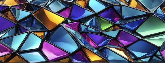 3d rendering of vibrant colored abstract changing glass design in an ornament structure, AI