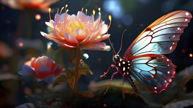 AI generated digital rendering revealing a digitally crafted garden with flowers and insects