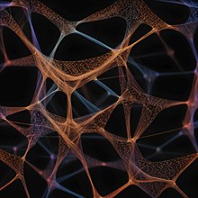 Network of interconnected shapes inspired by the structure of spider silk representing strength and