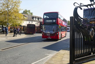 Ipswich Reds route 88 double decker Wright StreetDeck Micro Hybrid bus, Old Cattle Market bus