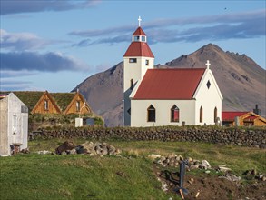 Mödrudalur farm and guesthouse, church, northwest of Egilsstadir, Iceland, Europe