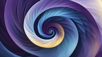 Spiral shape that slowly expands, rotates, and shifts colors in a soft gradient, invoking a