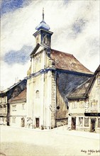 St Roch's Chapel in Penzing, painting by Adolf Hitler (1889-1945), historical, digitally restored