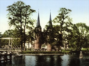 The East Gate, Delft, Netherlands, ca 1895, Historical, digitally restored reproduction from a 19th