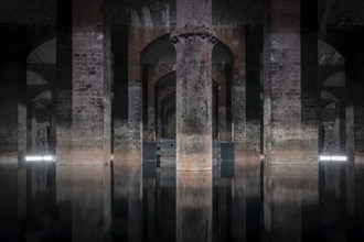 Illuminated underground water reservoir with brick vault, today Museum Cistern, Cisterns in