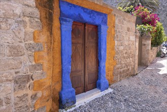 Greece travel destination, colorful streets of Rhodes island city Rhodes in historic city center