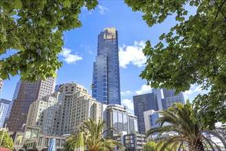 Australia scenic Melbourne downtown skyline panorama near financial business center