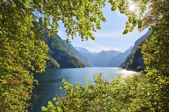 Lake Koenigssee in autumn, Alps, Bavaria, Germany, Europe