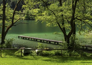 Swimming pool at Lake Thumsee, Bad Reichenhall, Bavaria, Germany, Europe