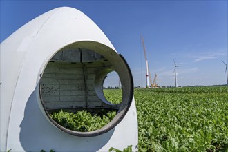 Repowering, dismantled Enercon E-58 wind turbine in a wind farm near Issum, 9 older wind turbines