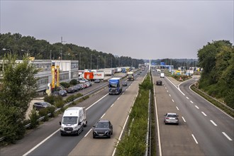 The border crossing Straelen, between Germany and the Netherlands, motorway A40 and A67 in NL, view