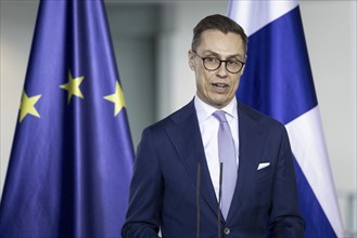 Alexander Stubb, President of the Republic of Finland, recorded during a press statement together