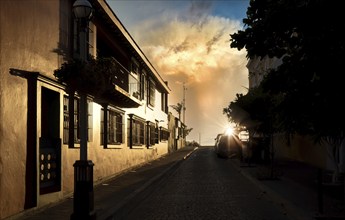 Mexico, Mazatlan, Colorful old city streets in historic city center near El Malecon and ocean