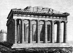 The Parthenon, Acropolis Athens, Greeks in antiquity, historical illustration ca. 1890