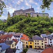 Vianden Castle, the hilltop castle towers above the town, Vianden, Grand Duchy of Luxembourg