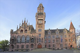 New town hall built 1900 St. Johann, Historicism, Tower, Saarbrücken, Saarland, Germany, Europe