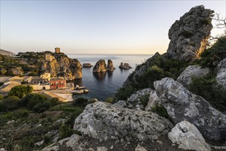 Tonnara di Scopello, historic tuna fishing site in the picturesque rocky bay of Scopello, Sicily,