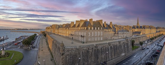 City wall sunset panorama St. Malo France