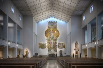 Interior view of choir, altar, Cathedral Church of St Eberhard, Eberhardskirche, Stuttgart,